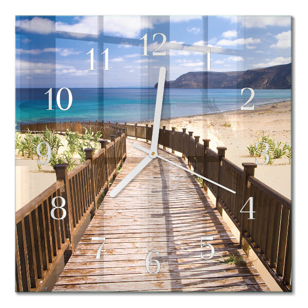 Square wall clock Beach sea