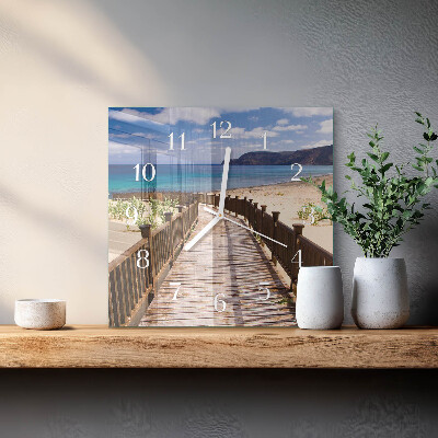 Square wall clock Beach sea