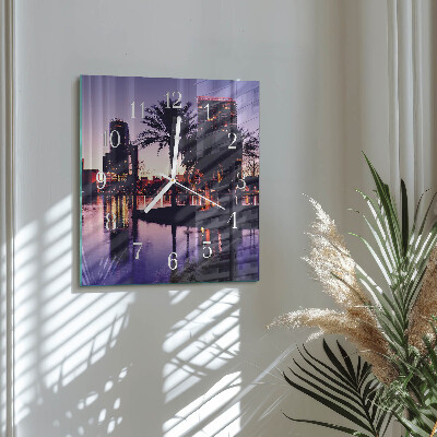 Glass wall clock square Palm trees in florida