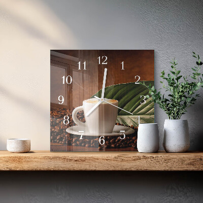 Square wall clock A cup of coffee