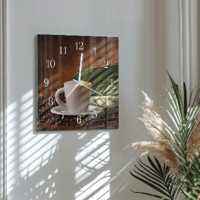 Square wall clock A cup of coffee