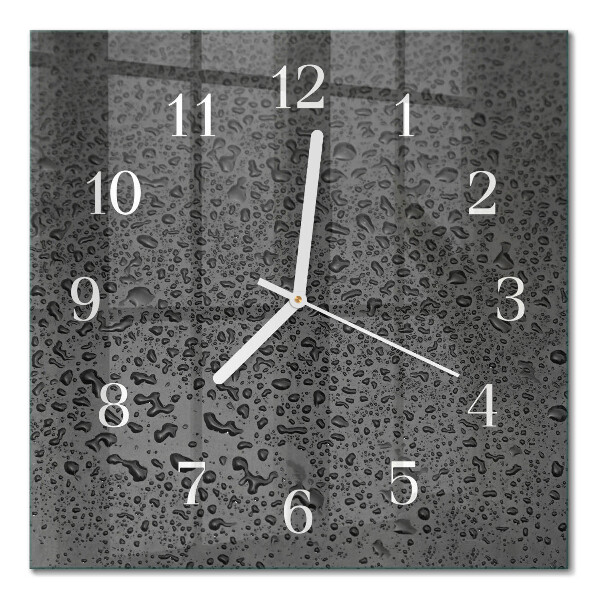 Glass clock square Drops of water