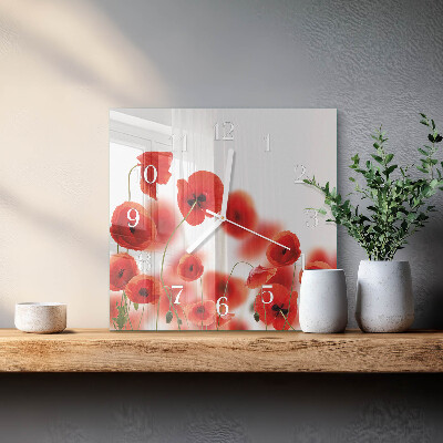 Square kitchen clock Poppies