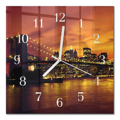 Glass wall clock square Horizontal bridge