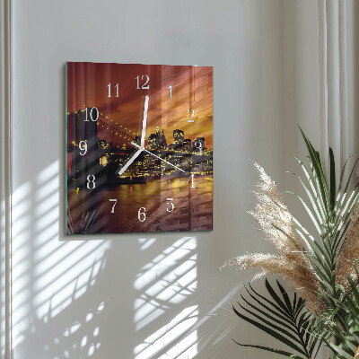 Glass wall clock square Horizontal bridge