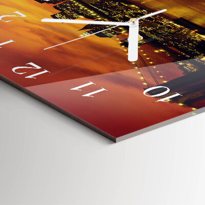 Glass wall clock square Horizontal bridge