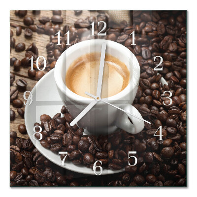 Glass wall clock square A cup of coffee