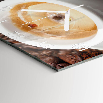 Glass clock square A cup of coffee