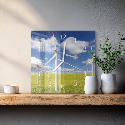 Square wall clock Wind farm