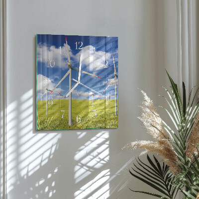 Square wall clock Wind farm