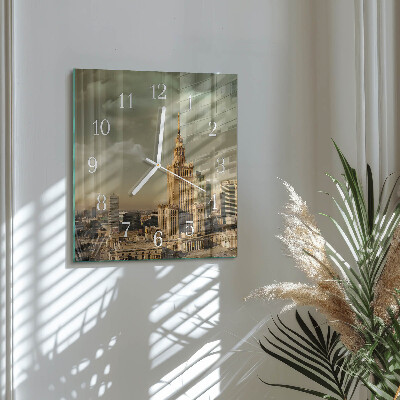Glass wall clock square Warsaw