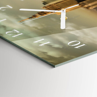 Glass wall clock square Warsaw
