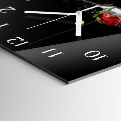 Glass clock square Strawberry