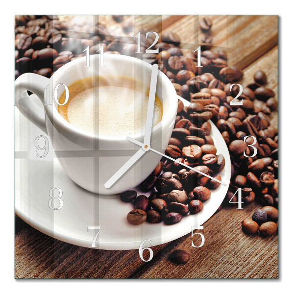 Glass clock square A cup of coffee