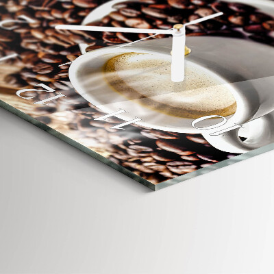 Glass clock square A cup of coffee