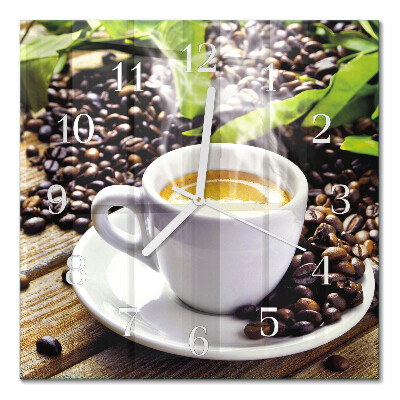 Square wall clock A cup of coffee