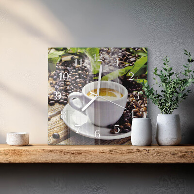 Square wall clock A cup of coffee