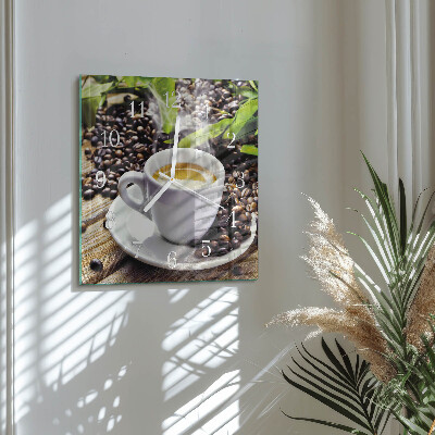 Square wall clock A cup of coffee