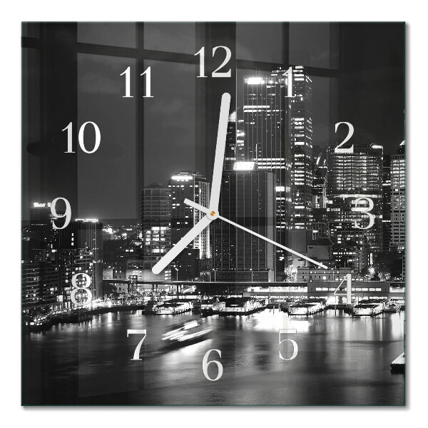 Glass wall clock square Horizon