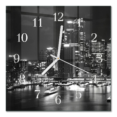 Glass wall clock square Horizon