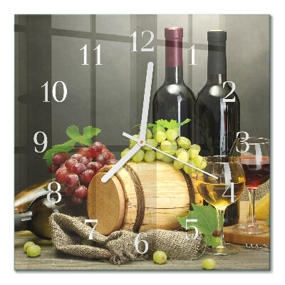 Square wall clock Grapes for wine