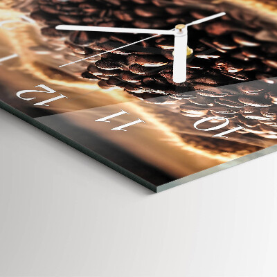 Glass clock square Coffee beans