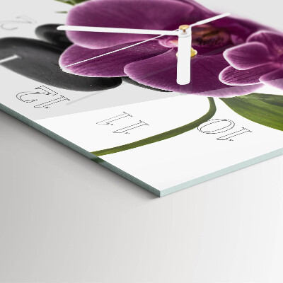Glass wall clock square Orchid