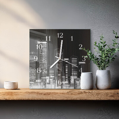 Glass wall clock square Horizon