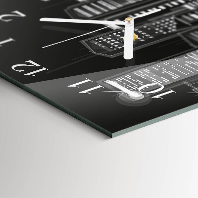 Glass wall clock square Horizon