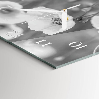 Glass wall clock square Poppies