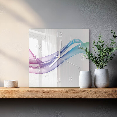 Glass wall clock square Abstract lines