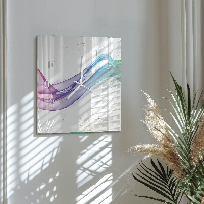 Glass wall clock square Abstract lines
