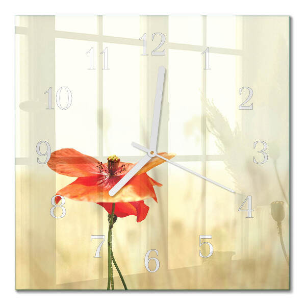 Glass clock square Poppy