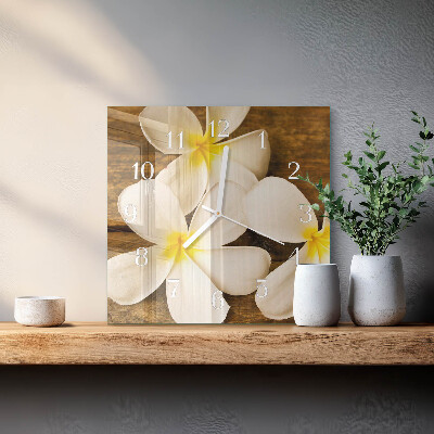 Glass clock square Flowers