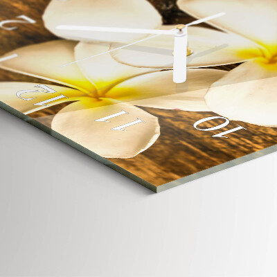 Glass clock square Flowers