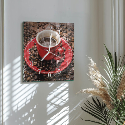 Square wall clock A cup of coffee