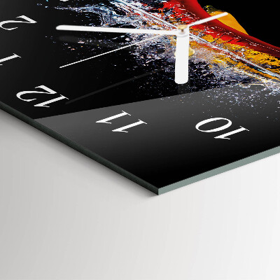 Glass clock square Chili peppers