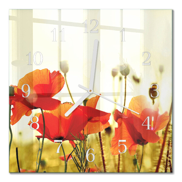 Square wall clock Poppies