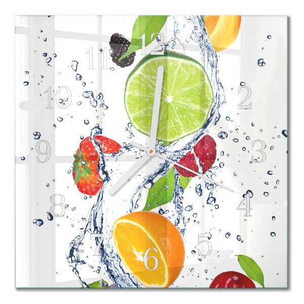 Glass wall clock square Lemon fruit