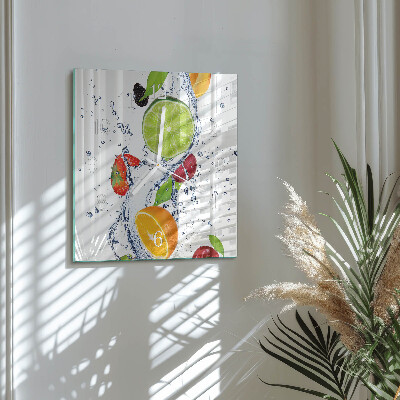 Glass wall clock square Lemon fruit