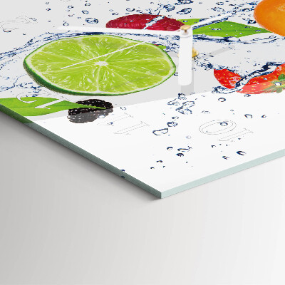 Glass wall clock square Lemon fruit