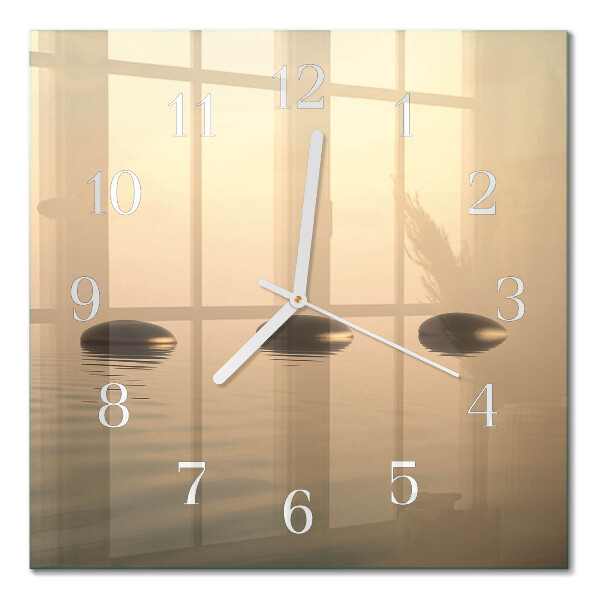 Glass clock square Stones water
