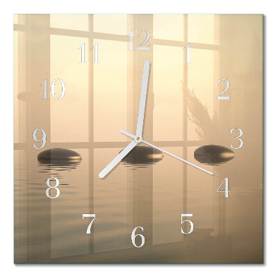 Glass clock square Stones water