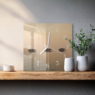 Glass clock square Stones water