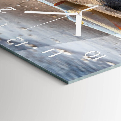 Glass wall clock square Message in a bottle