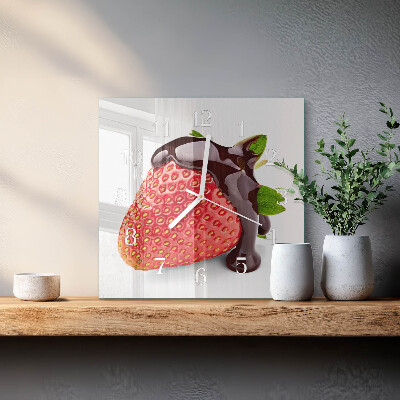 Square kitchen clock Strawberry chocolate