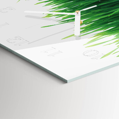 Glass clock square Grass
