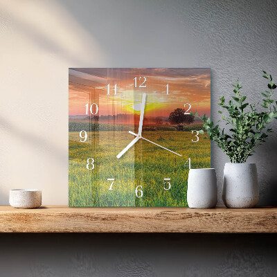 Square wall clock Meadow landscape