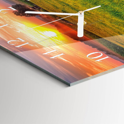 Square wall clock Meadow landscape