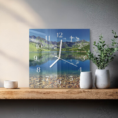 Glass clock square Mountain lake
